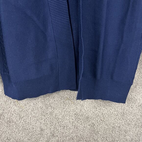 Faith & Zoe Cardigan Sweater Womens Medium Navy Blue Mesh Long Sleeve Open - Picture 4 of 12